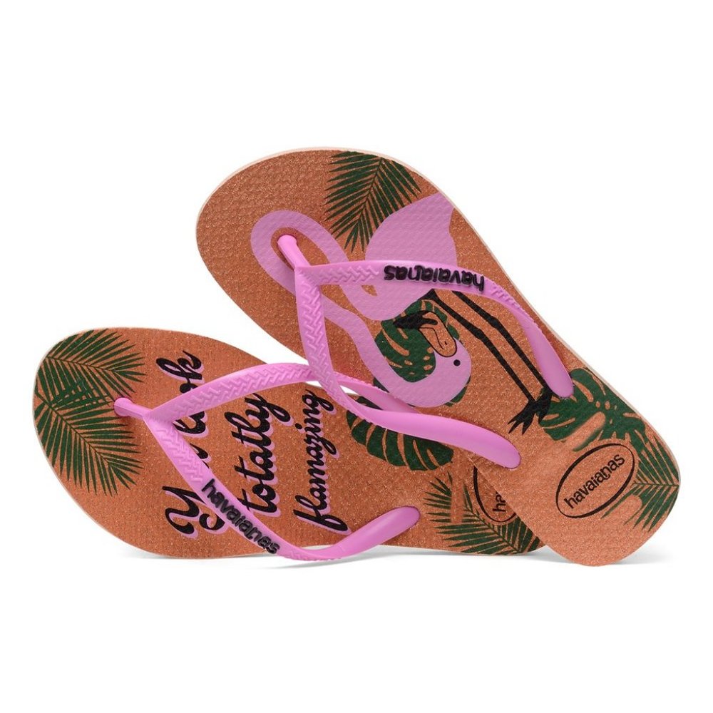 NWT HAVAIANAS KIDS BALLET ROSE YOU LOOK FLAMAZING GLITTER FLIP FLOP